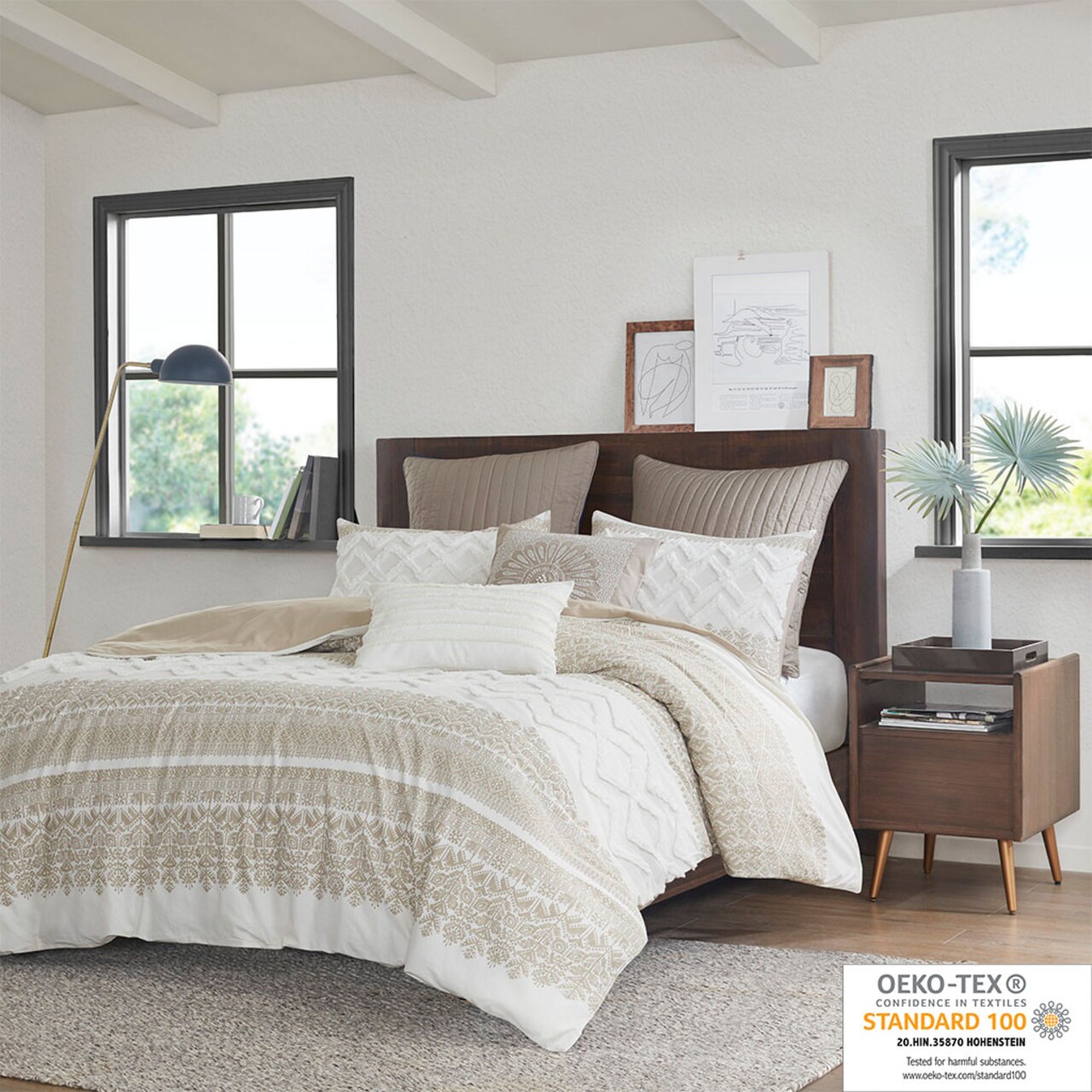 Gracie Mills 3 Piece Cotton Duvet Cover Set with Chenille Tufting